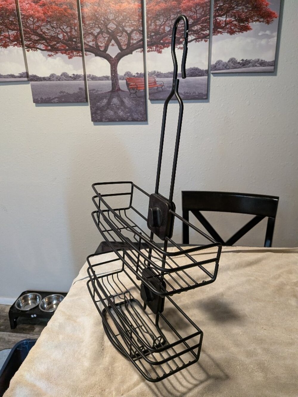 3 Tier Hanging Shower Caddy Black Metal Bathroom Organizer Over Shower Head Stor